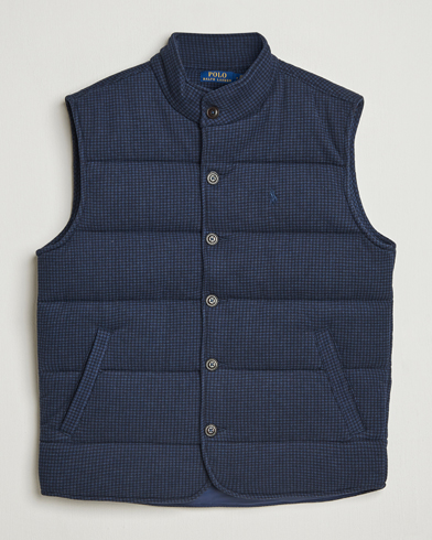 Polo Ralph Lauren Knitted Dogtooth Vest Winter Navy Heather – Blauw