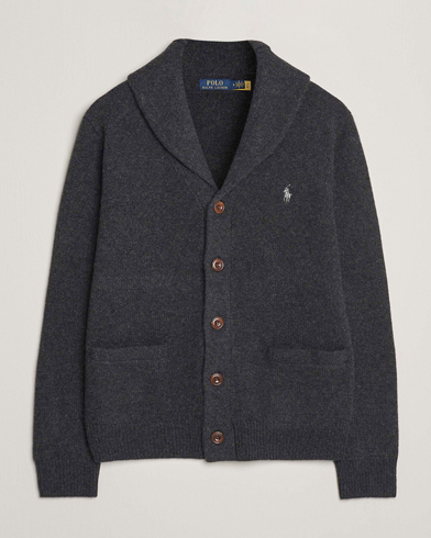Polo Ralph Lauren Wool/Cashmere Shawl Collar Cardigan Granite Heather – Grijs