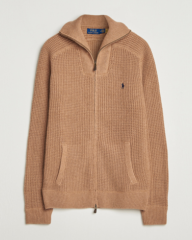 Polo Ralph Lauren Cotton/Wool Full Zip Brown Sugar Melange – Marron