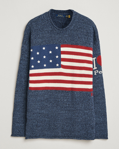 Polo Ralph Lauren Cotton Flag Sweater Blue Marl – Blauw