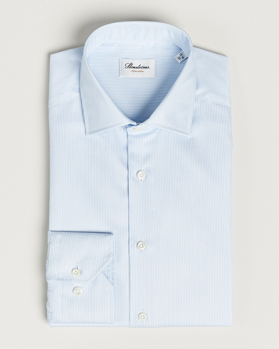 Stenströms Superslim Cotton Twill Striped Shirt Blue/White – Blauw