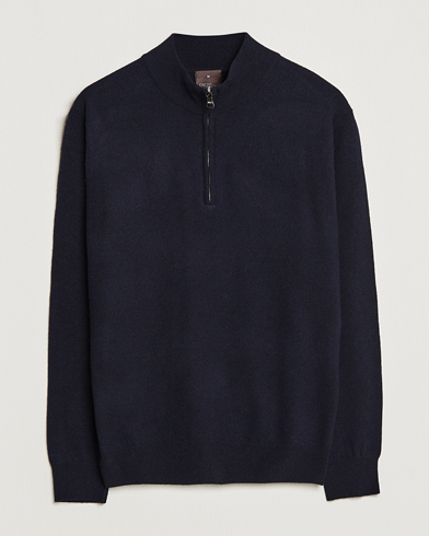 Oscar Jacobson Patton Wool Half-Zip Navy – Blauw