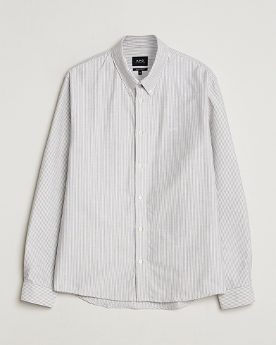 A.P.C. Greg Striped Oxford Shirt Green/White – Groen