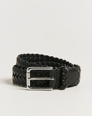 Ralph Lauren Purple Label Braided Belt Black Vachetta – Zwart