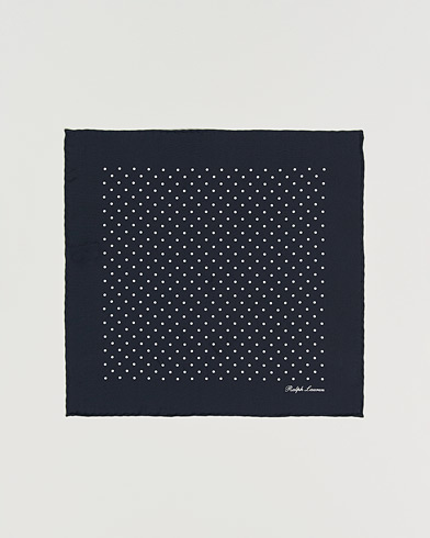 Ralph Lauren Purple Label Silk Dotted Pocket Square Navy – Blauw