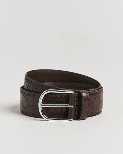 Anderson's Embossed 3,5cm Leather Belt Brown – Marron