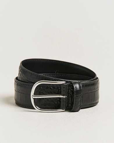 Anderson's Embossed 3,5cm Leather Belt Black – Noir