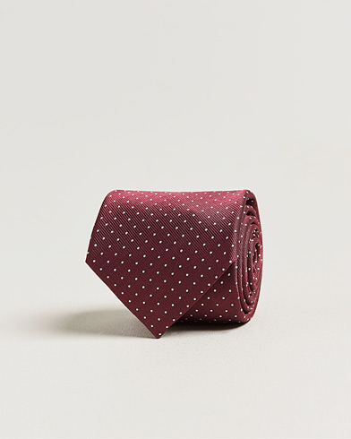 Brioni Jacquard Dot Silk Tie Burgundy – Rood