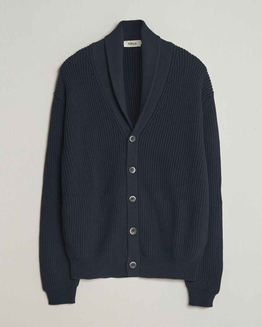 Altea Cotton/Cashmere Shawl Cardigan Navy – Blauw