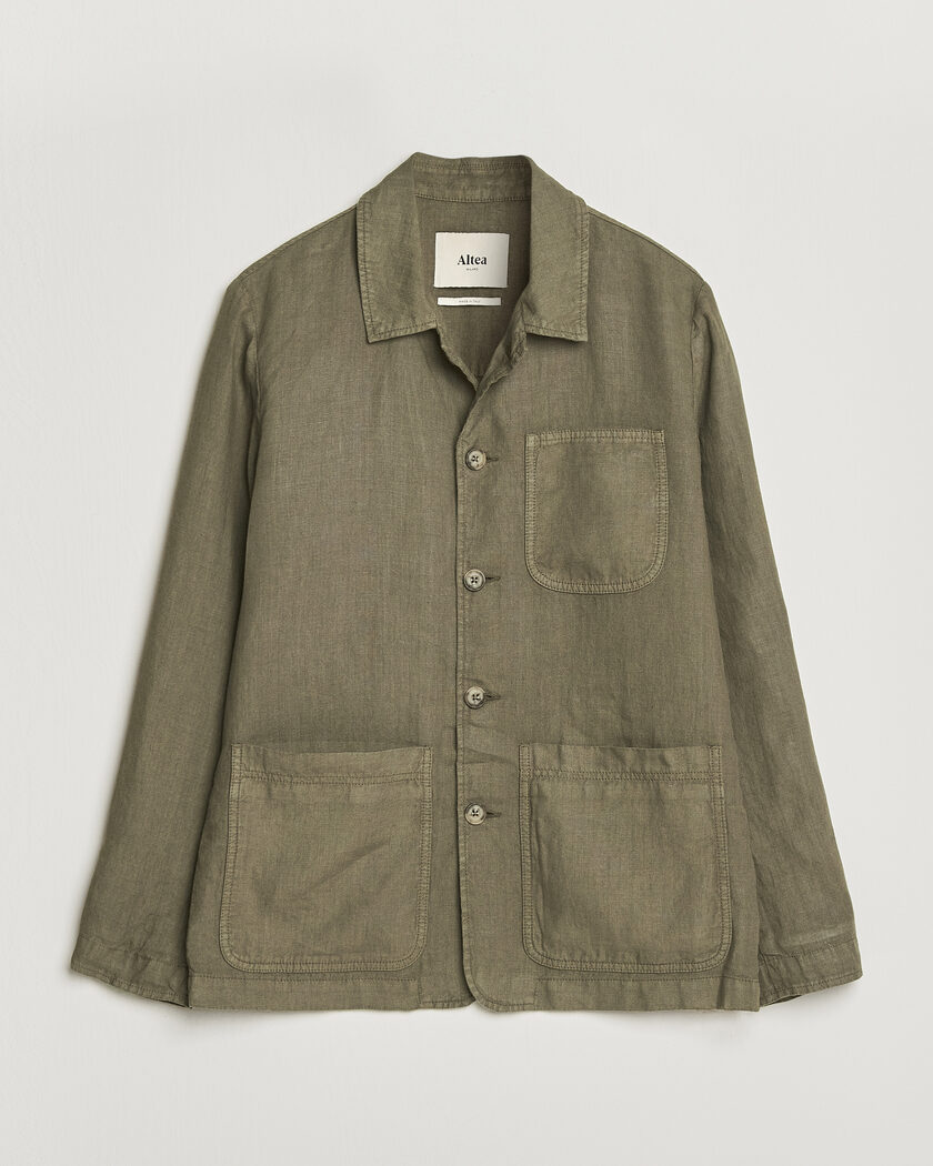 Altea Linen Chore Jacket Military – Groen