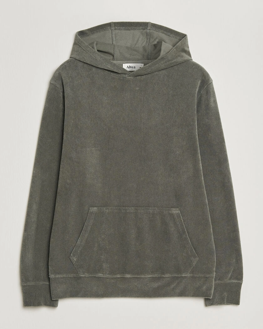 Altea Terry Cotton Hoodie Olive – Groen