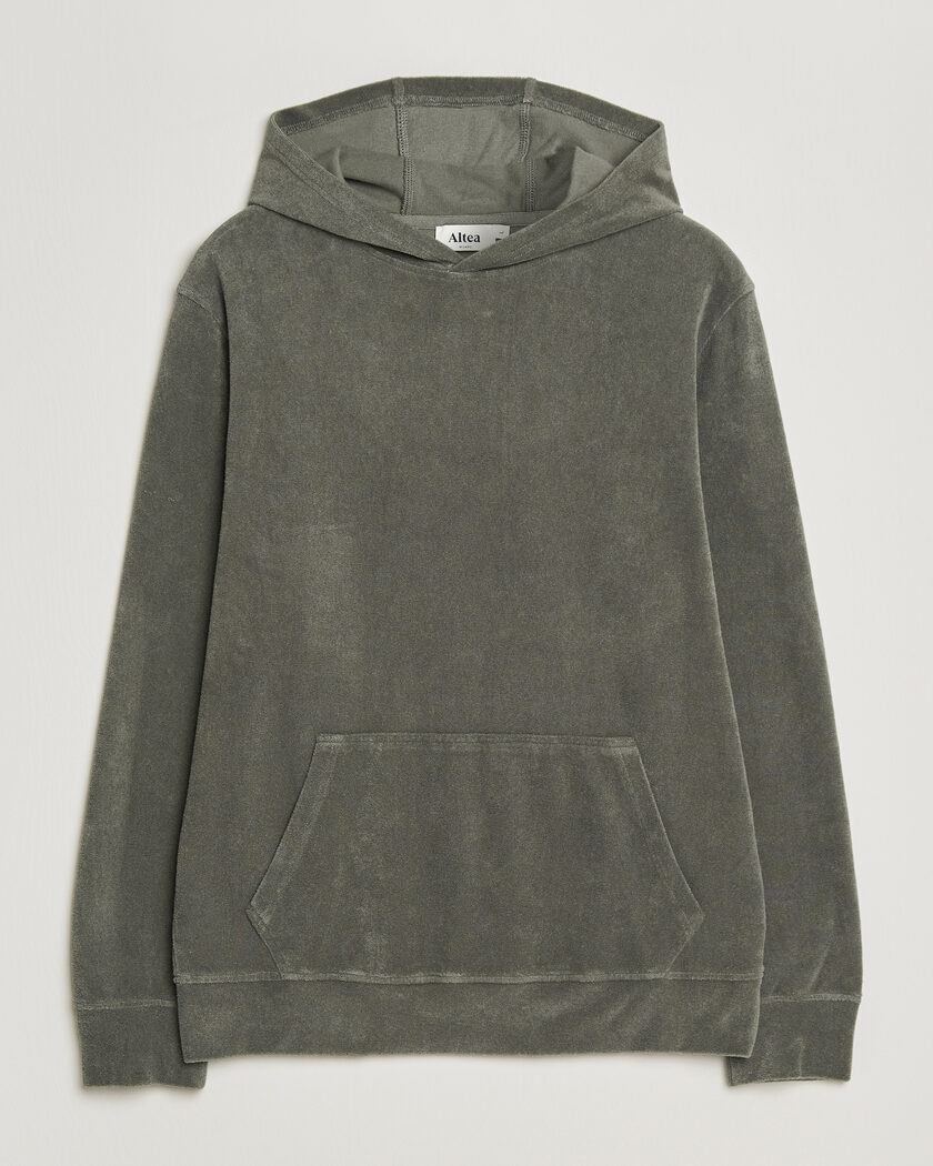 Altea Terry Cotton Hoodie Olive – Groen