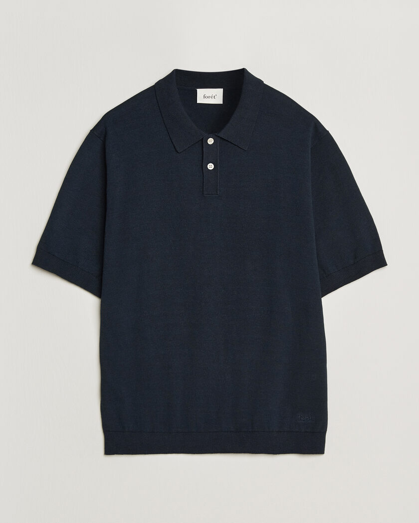 Forét Sea Cotton/Linen Polo Navy – Blauw