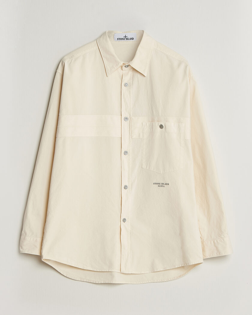 Stone Island Marina Cotton Panama Weave Overshirt Ivory – Blanc