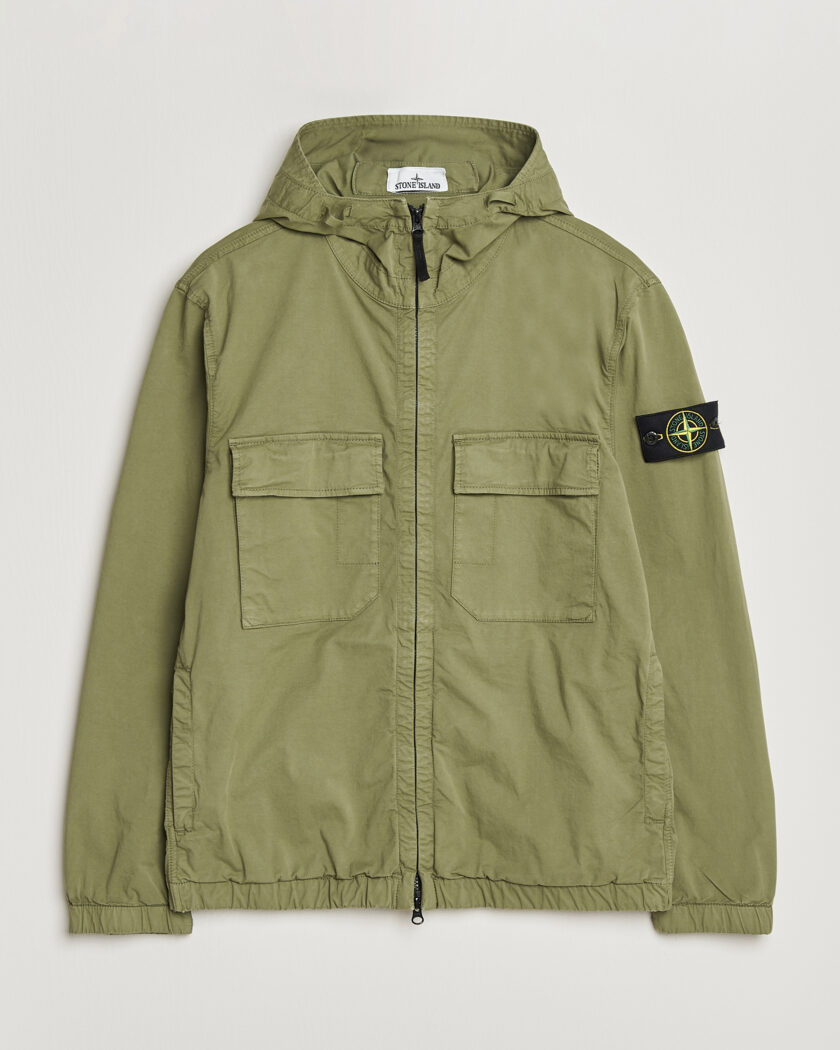 Stone Island Stretch Cotton Twill Hood Jacket Military Green – Groen