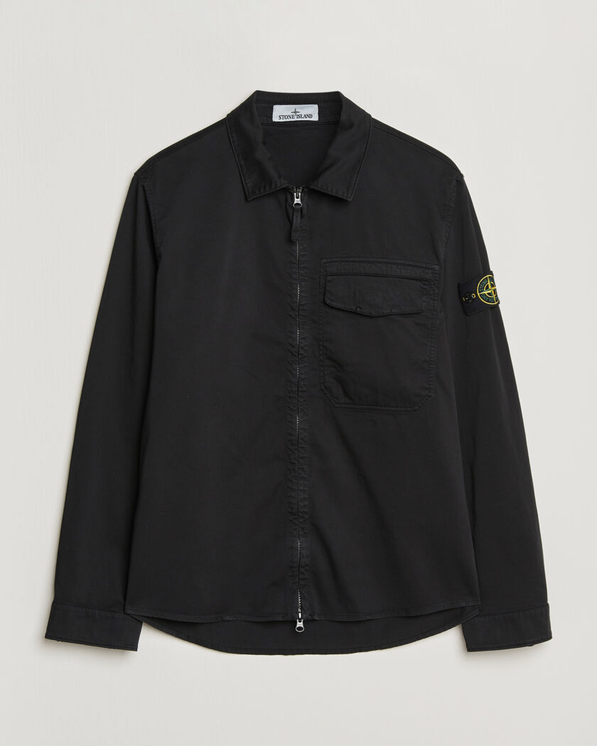 Stone Island Cotton Stretch Zip Overshirt Black – Zwart