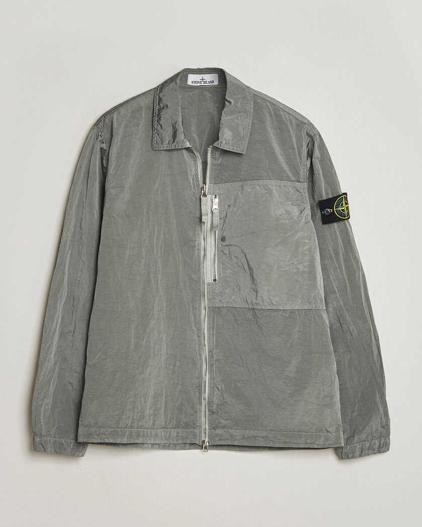 Stone Island Nylon Metal Zip Overshirt Pearl Grey – Grijs