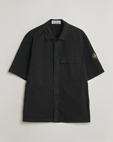 Stone Island Organic Cotton Twill Short Sleeve Shirt Black – Zwart