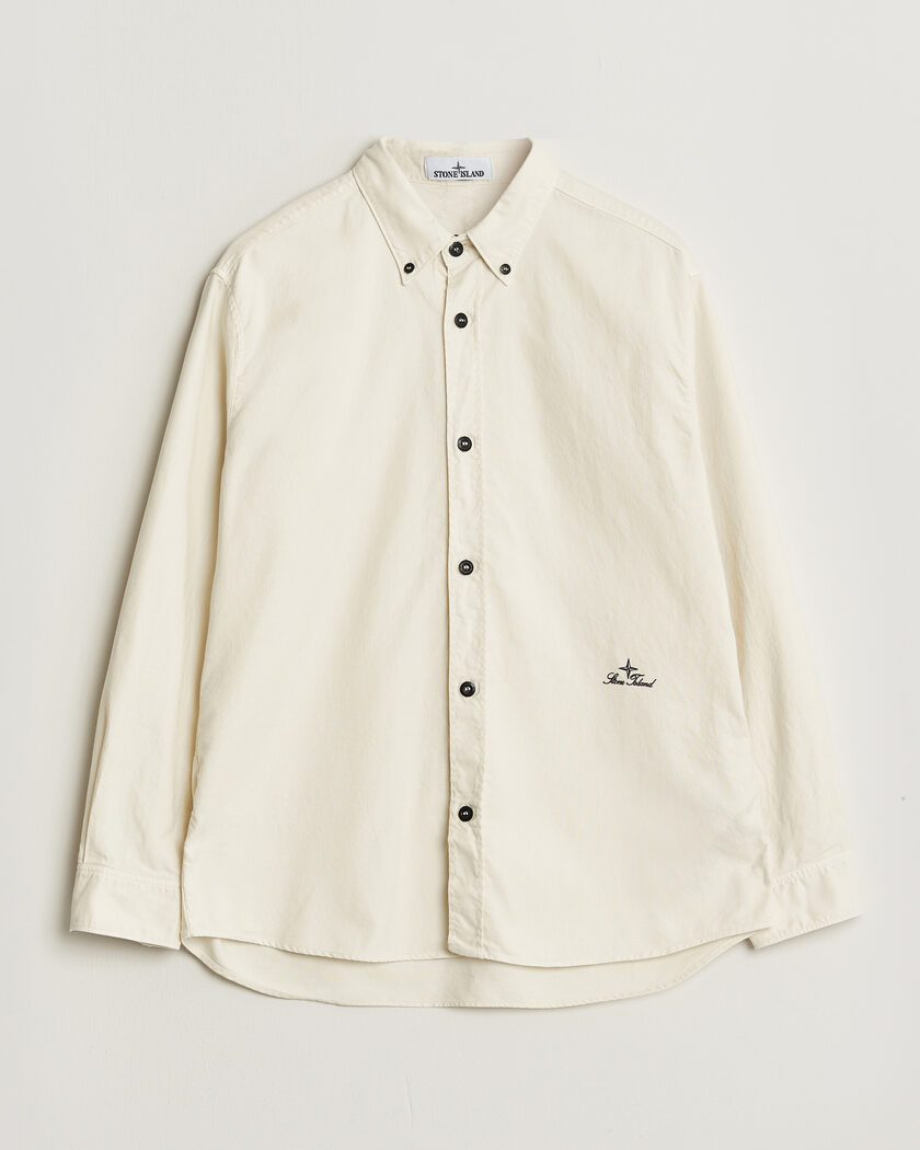 Stone Island Organic Cotton Oxford Shirt Ivory – Blanc