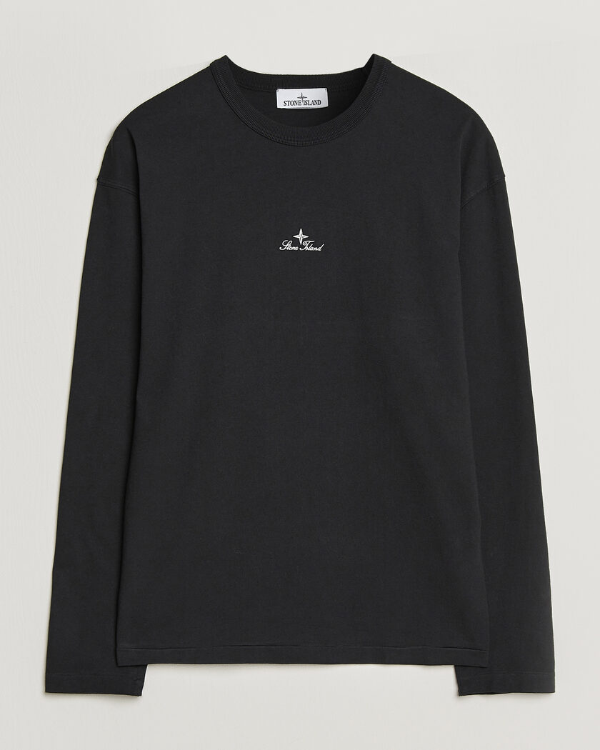 Stone Island Organic Cotton Jersey Long Sleeve Logo T-Shirt Black – Zwart