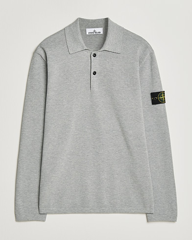Stone Island Micro Stitch Knitted Cotton Polo Melange Pearl Grey – Grijs