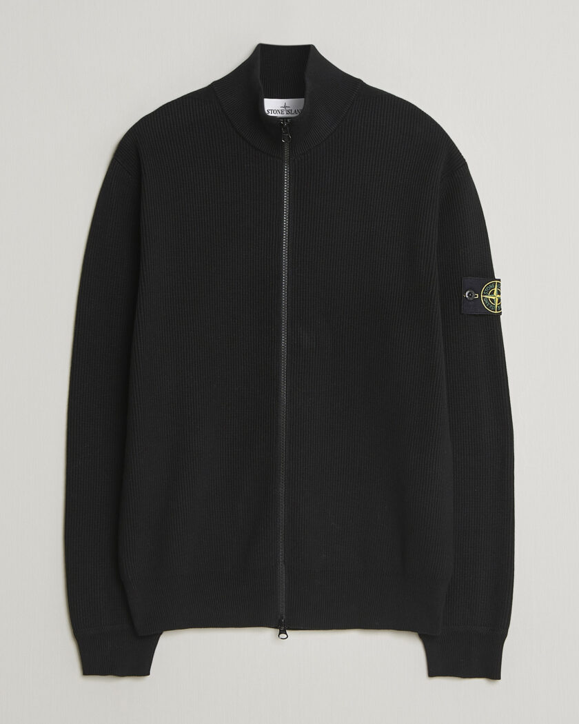 Stone Island Ribbed Soft Organic Cotton Full Zip Black – Noir