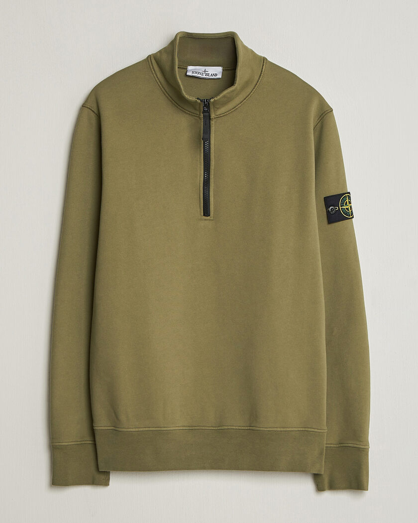 Stone Island Garment Dyed Fleece Half Zip Military Green – Groen