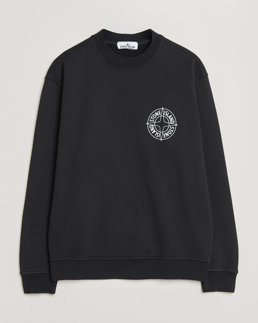 Stone Island Cotton Fleece Printed Logo Sweatshirt Black – Zwart
