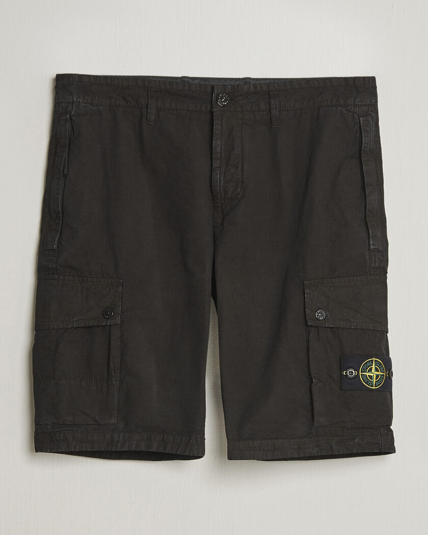 Stone Island Brushed Cotton Canvas Cargo Shorts Black – Noir