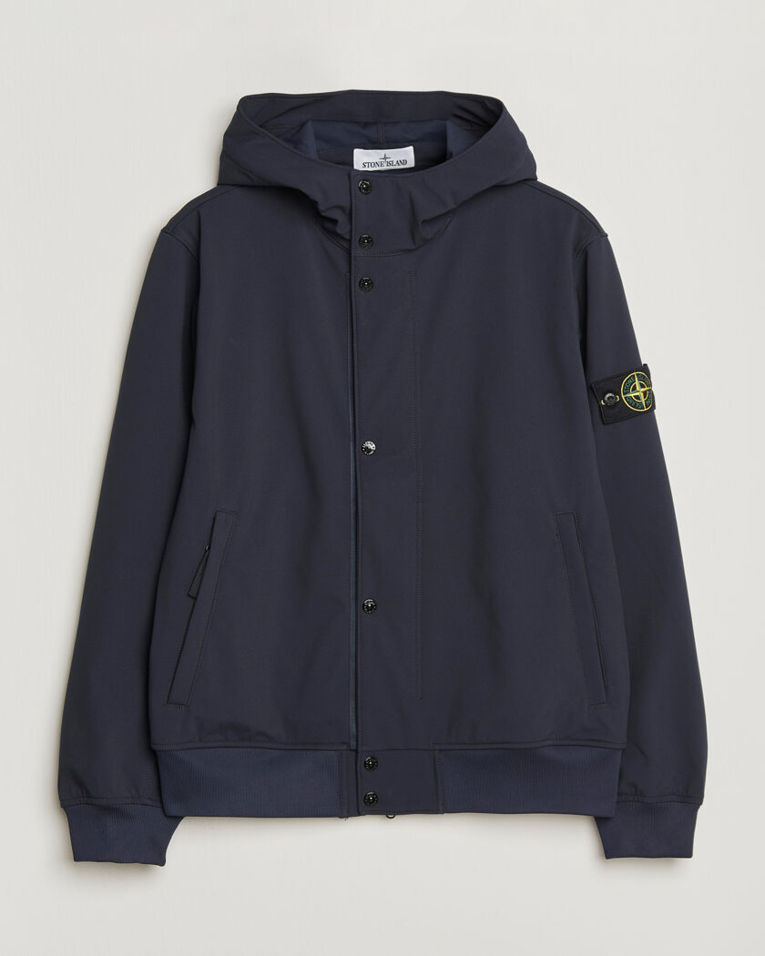 Stone Island Soft Shell Hooded Jacket Navy – Blauw