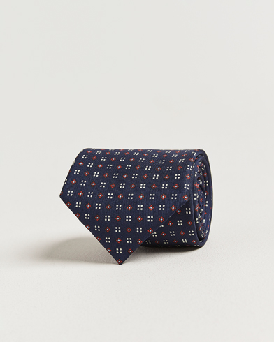 E. Marinella 3-Fold Printed Silk Tie Navy – Bleu
