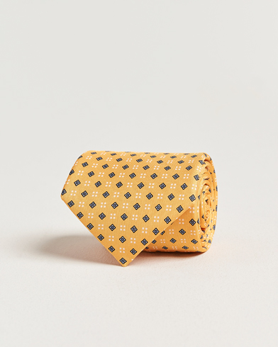 E. Marinella 3-Fold Printed Silk Tie Yellow – Geel