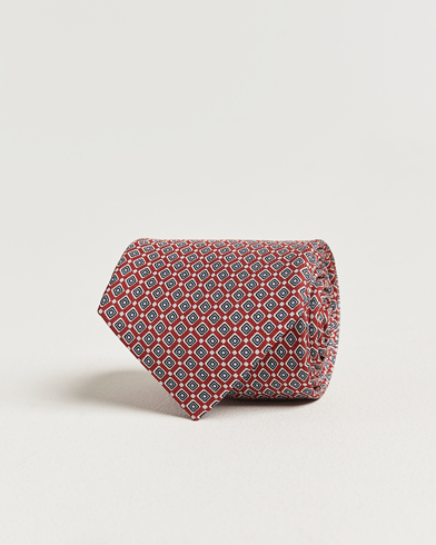 E. Marinella 3-Fold Printed Silk Tie Red – Rood