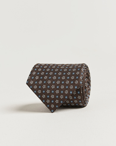 E. Marinella 3-Fold Printed Silk Tie Brown – Bruin