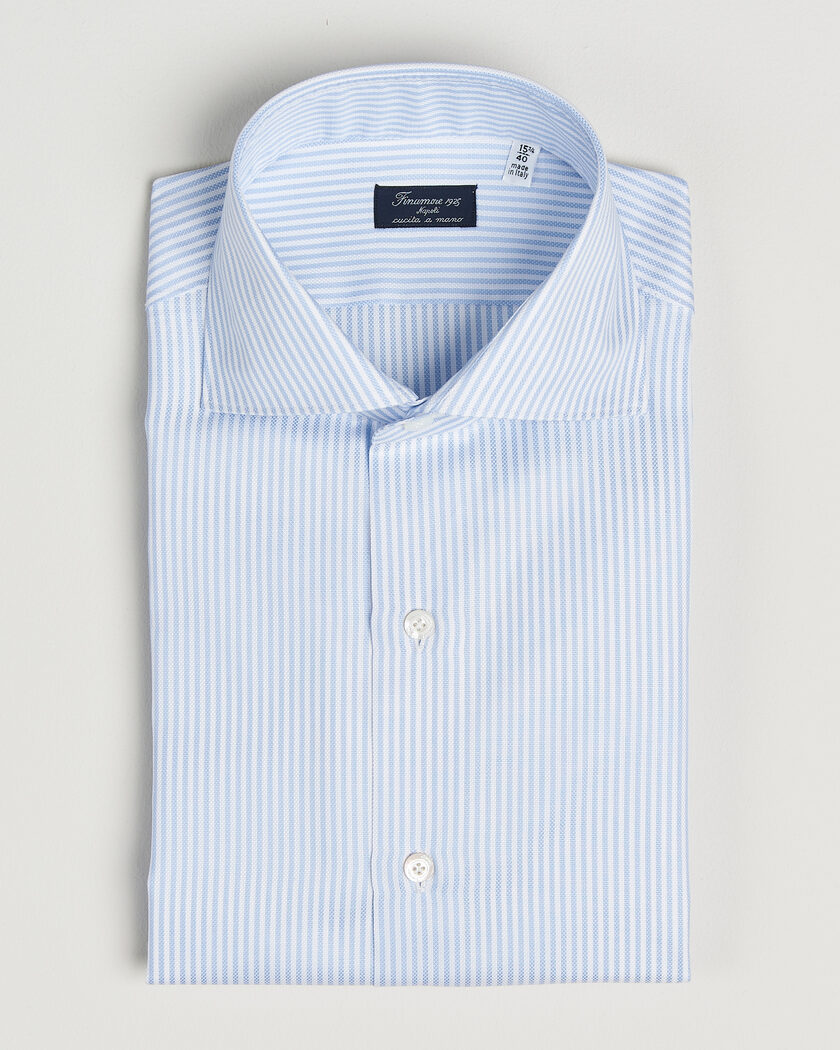Finamore Napoli Milano Slim Royal Oxford Dress Shirt Light Blue Stripe – Bleu