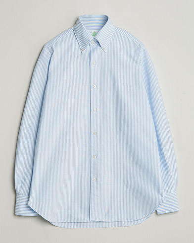 Finamore Napoli Gaeta Oxford Button Down Shirt Light Blue Stripe – Bleu