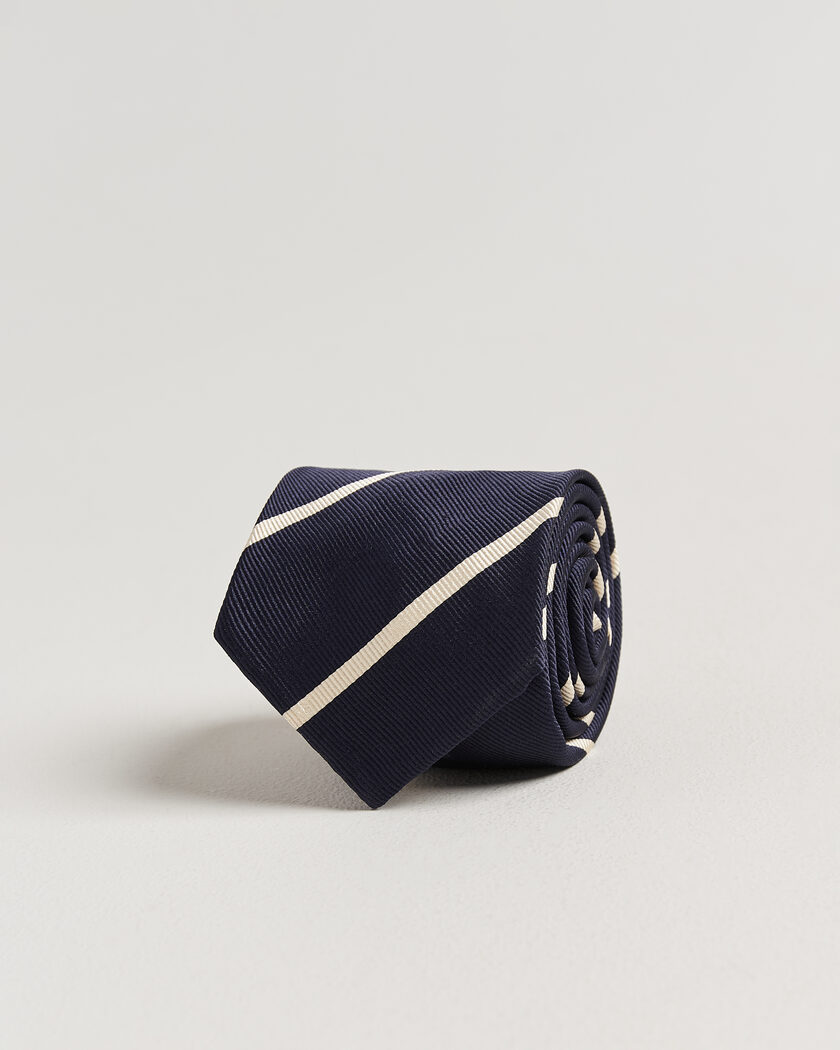 Finamore Napoli Regimental Stripe Silk Tie Navy/White – Bleu