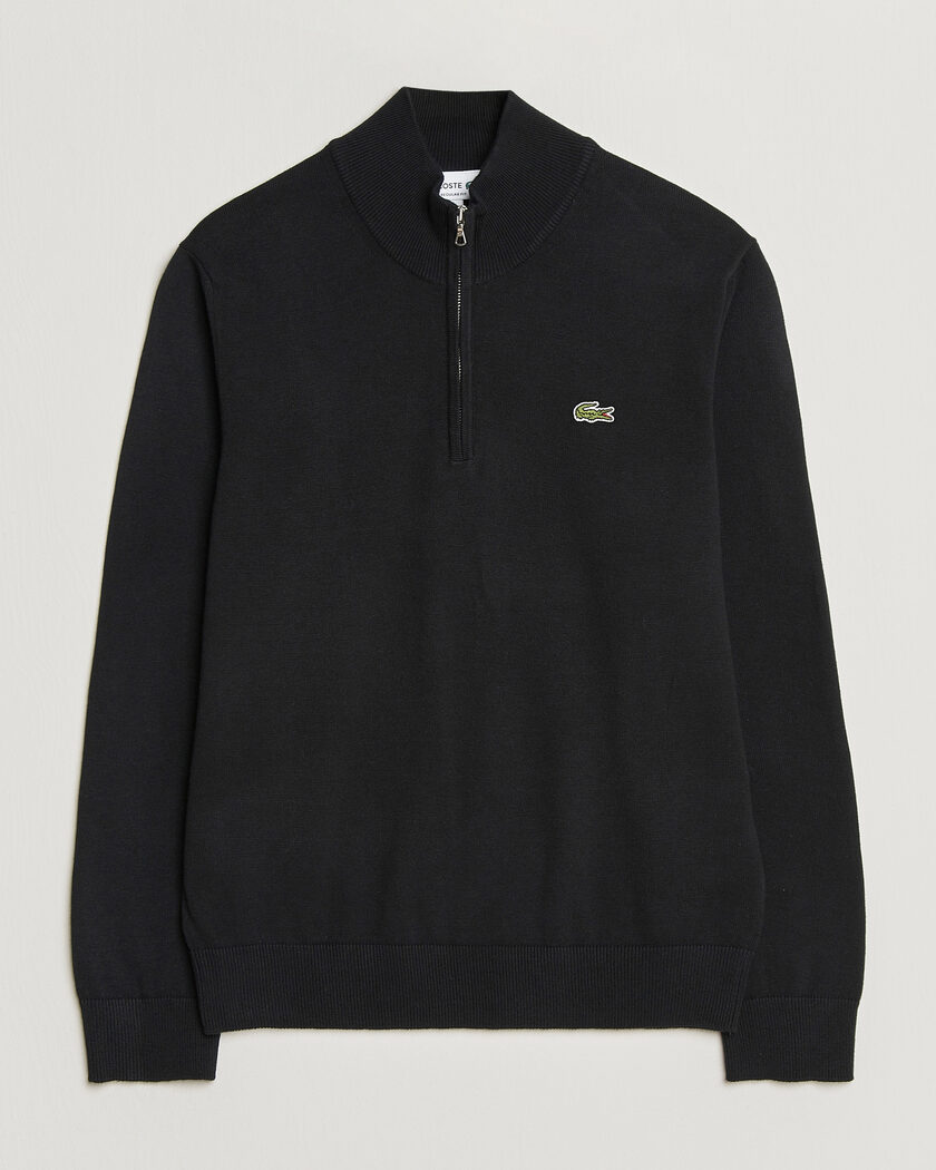 Lacoste Cotton Knitted Half Zip Black – Zwart