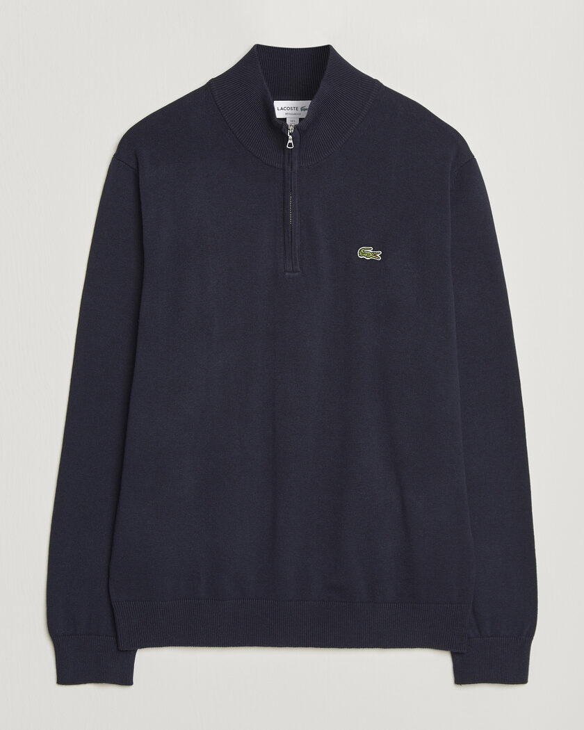 Lacoste Cotton Knitted Half Zip Navy Blue – Bleu