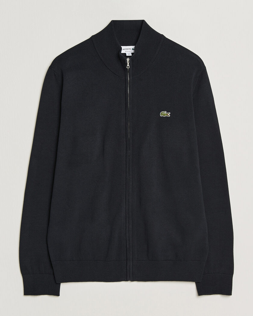Lacoste Cotton Knitted Full Zip Black – Zwart