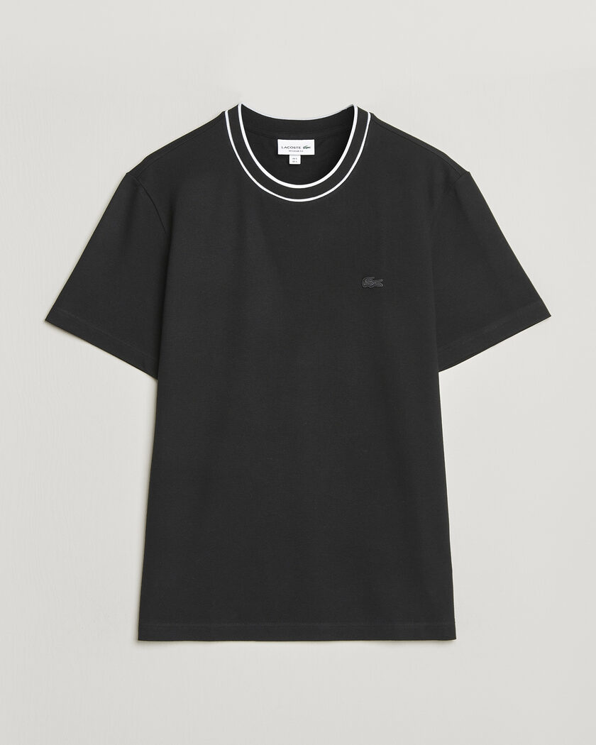 Lacoste Contrast Rib Piqué T-Shirt Black – Noir