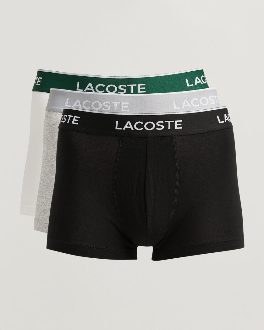 Lacoste 3-Pack Stretch Cotton Trunks Black/White/Grey – Multicolore