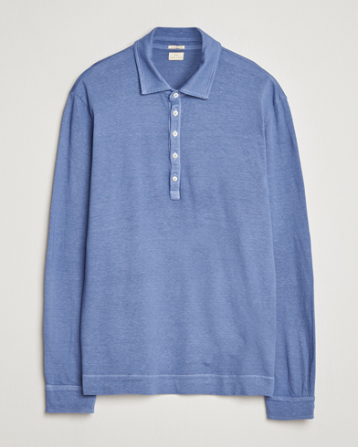 Massimo Alba Raya Cotton/Linen Long Sleeve Polo Tulip – Bleu