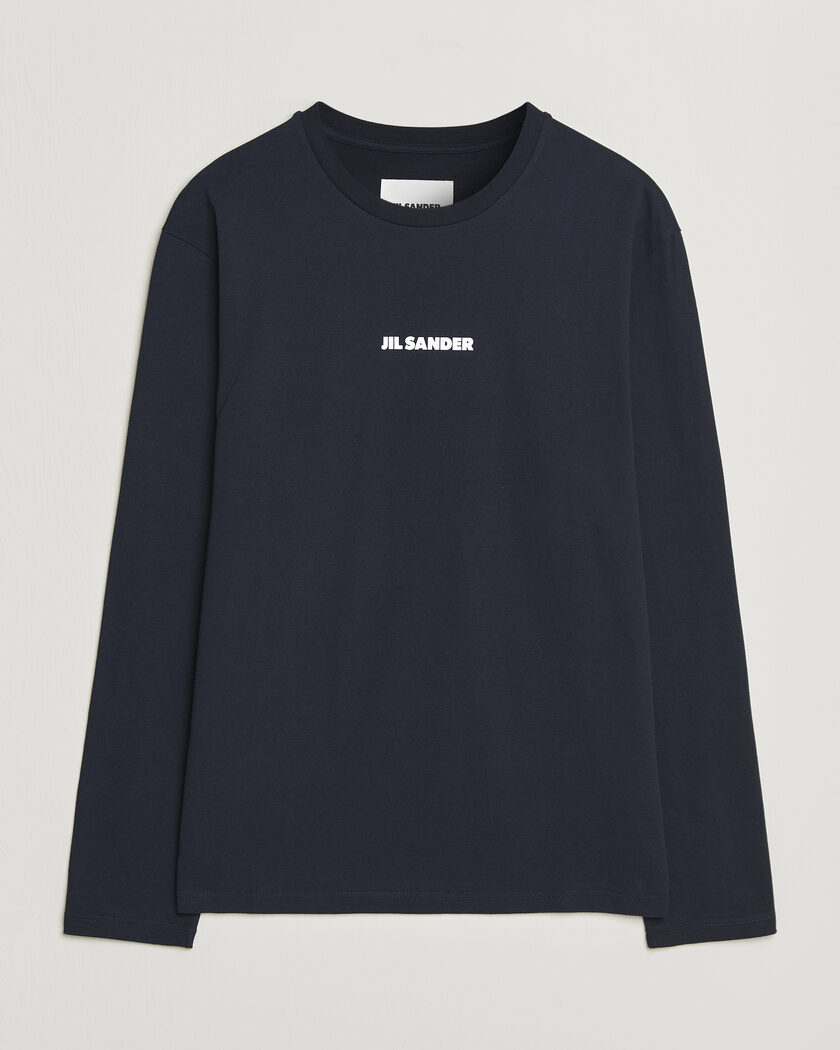 Jil Sander Long Sleeve Logo T-Shirt Navy – Blauw