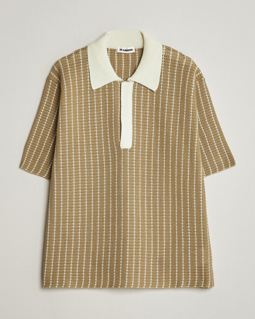Jil Sander Net Stitch Knitted Polo Tobacco – Bruin