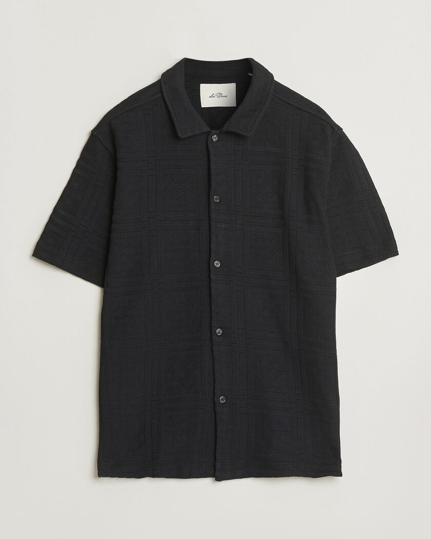 LES DEUX Hector Pointelle Short Sleeve Shirt Black – Noir