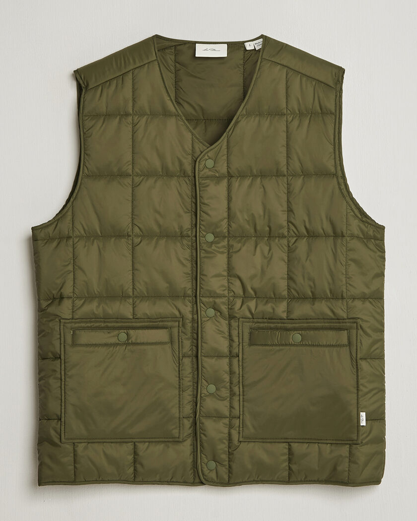 LES DEUX Matt Quilted Vest Olive Night – Groen