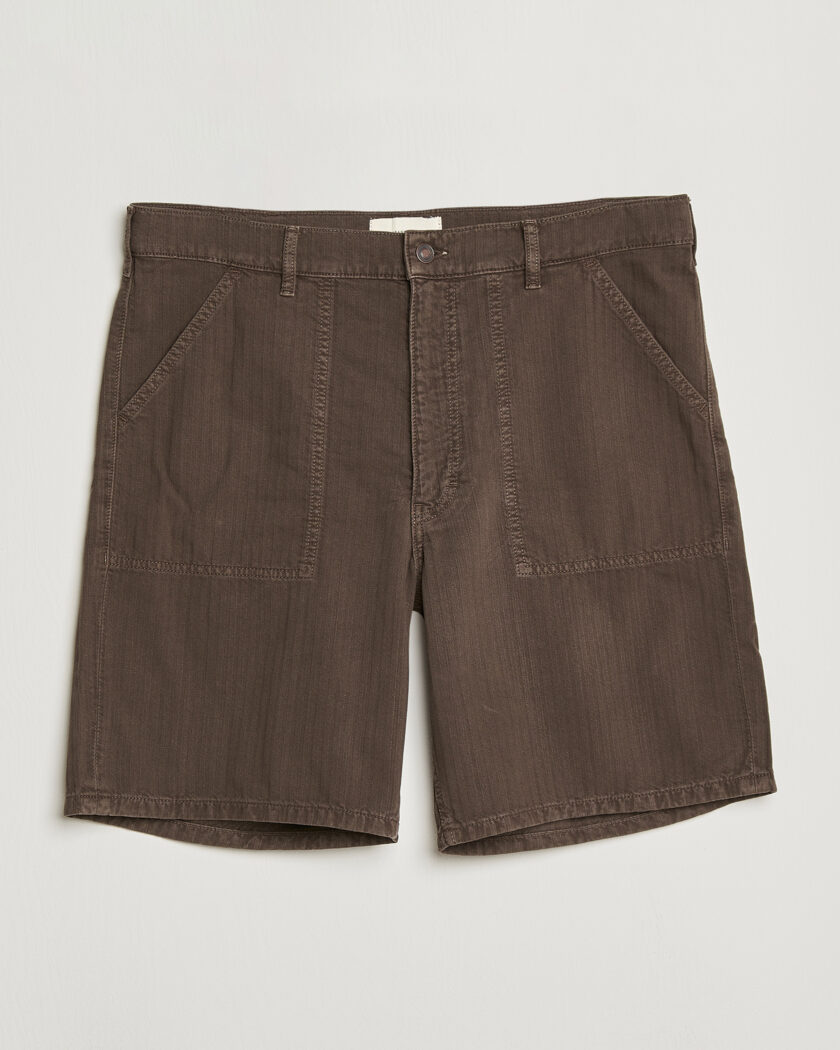 Jeanerica Genua Worker Chino Shorts Chevron Brown – Marron