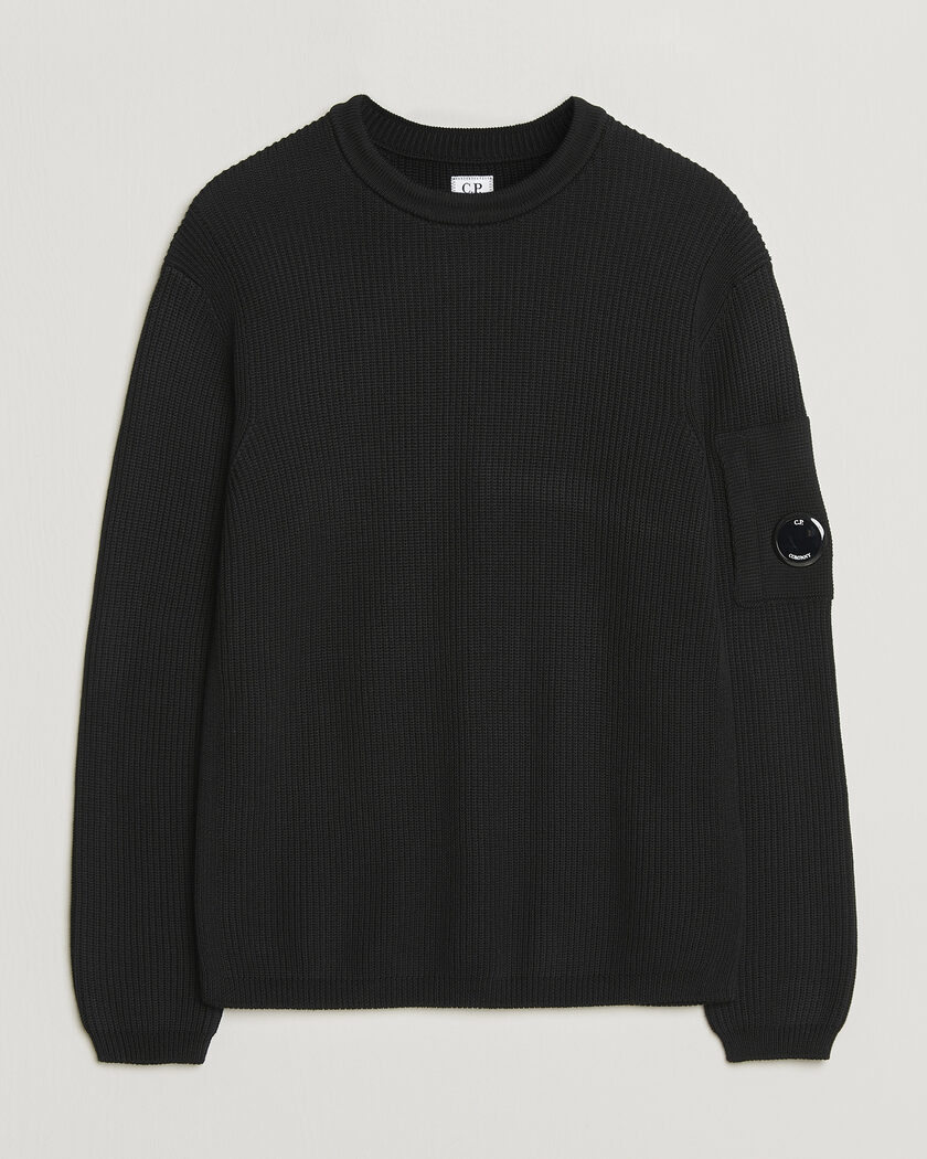 C.P. Company Sea Island Knitted Cotton Crewneck Black – Noir