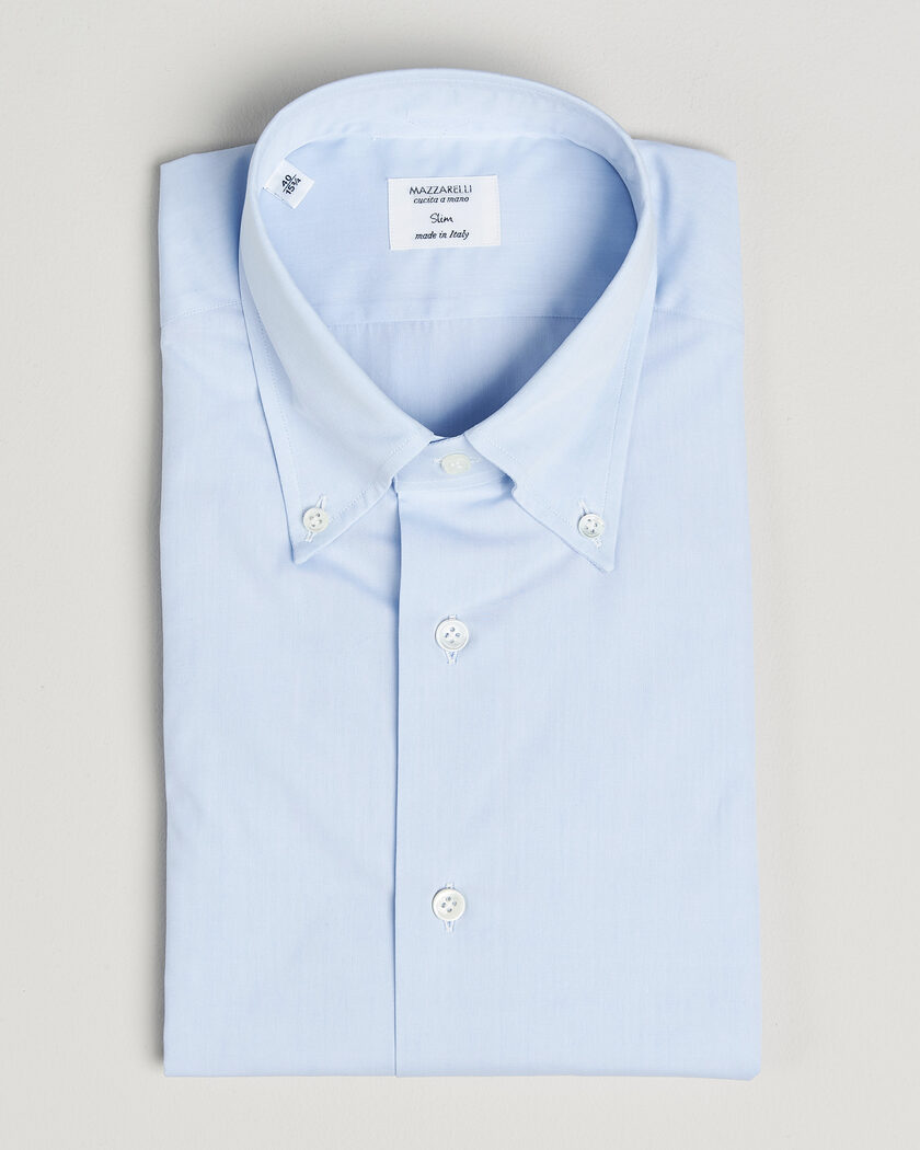Mazzarelli Soft Cotton Button Down Shirt Light Blue – Bleu